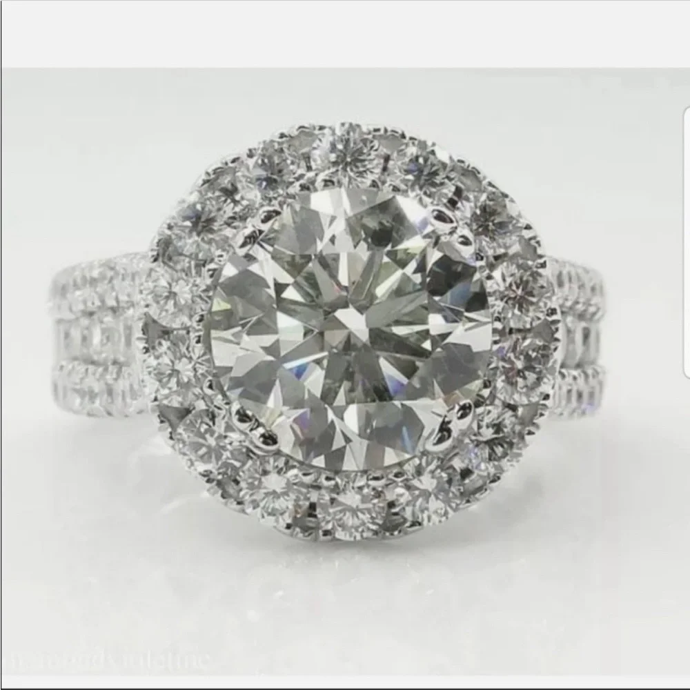 NEW 925 SILVER ROUND DIAMOND HALO RING💍 - Picture 3 of 6